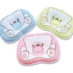 Almohada de bebé forma de osito. Tres colores: azul, rosa, amarillo. Prevención de cabeza plana.
