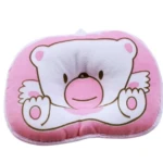 Almohada para bebé con diseño de osito rosa y blanco, suave y acolchada, ideal para recién nacidos.