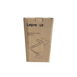 Caja de lámpara de escritorio flexible Lepro LE con dibujo de lámpara articulada.