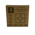Filtro para fuente de agua para mascotas, 4 unidades, 3 etapas de filtración, incluye pad de poliéster, carbón premium y resina de intercambio iónico.