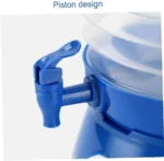 Dispensador de bebidas azul con grifo, ideal para camping y picnics, diseño plegable.