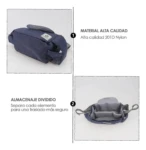 Bolso pañalera colgante azul de nylon 201D con compartimentos divisores para coche de paseo.