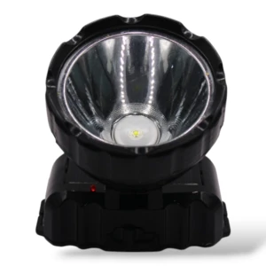 Linterna frontal negra recargable Kaihao KH-3889 con reflector plateado y LED central.