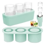 Molde de silicona menta para 3 hielos cilíndricos grandes, ideal para vasos Stanley.
