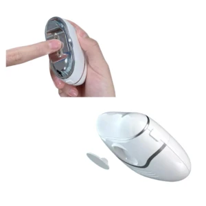 Cortaúñas eléctrico blanco con acabado brillante, ideal para manicura y pedicura en casa.