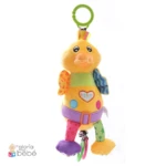Móvil de peluche de pato amarillo con sonajero y mordedor, para colgar en silla de paseo o cuna.