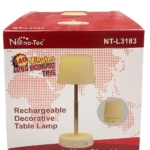 Caja de lámpara de mesa recargable plegable N@no-Tec NT-L3183, beige/dorada, 240 minutos de uso.