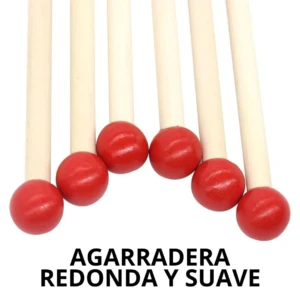 Set de agarraderas redondas y suaves de madera, color rojo, para andador didáctico.