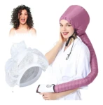 Set x2 gorros de secado para pelo rizado. Gorro térmico color rosa y otro blanco de malla.