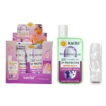 Karité Protector Solar Hyaluronic Acid SPF60 PA+++ con sérum nutritivo en envase verde y morado.