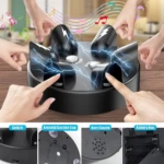 Juego de mesa Ruleta Rusa con luces y sonido, manos tocando los puestos, funciona con pilas.