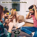 Juego de mesa Ruleta Rusa con máquina de toques, personas jugando con notas en la frente.