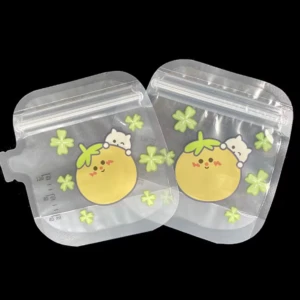 Bolsas para leche materna de 120 ml con diseño de fruta amarilla y gatos, paquete de 30 unidades.