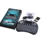 Mini teclado inalámbrico Bluetooth RGB, con receptor USB, manual y cable de carga, negro.