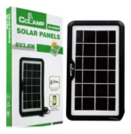 Panel solar portátil CClamp CL-638WP de 6V 3.8W en empaque, ideal para cargar móviles.