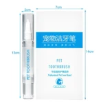 Cepillo dental para mascotas tipo aplicador con tapa, empaque blanco de 14x7 cm; el aplicador mide 13 cm.