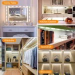 Tira de luces LED blancas para decorar espejo de tocador, cocina, clóset y vitrina.