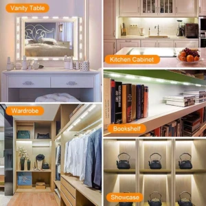 Tira de luces LED blancas para decorar espejo de tocador, cocina, clóset y vitrina.