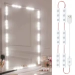 Luces LED blancas para espejo de tocador, cable USB, control de encendido.