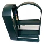 Organizador multifuncional de dos niveles, color verde oscuro, diseño curvo tipo arco, ideal para especias o baño.