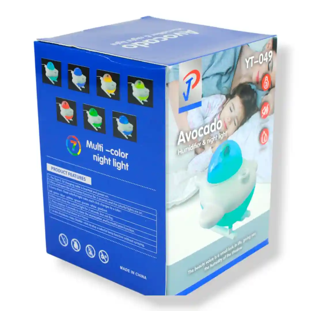 Caja de humificador y luz nocturna multicolor con diseño de nave astronauta Avocado YT-049.