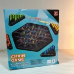 Caja del juego de mesa "Chain Game" con tablero hexagonal y piezas de colores, 3+ años.