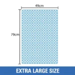 Alfombra de ducha azul con diseño de puntos, 49x79cm, extra grande.