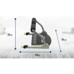 Máquina de abdominales Wonder Core plegada, vista lateral, mostrando dimensiones: 36 cm de alto, 44 cm de ancho y 54 cm de profundidad.
