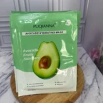 Set de 3 mascarillas hidratantes faciales con aguacate, empaques verdes.