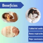 Beneficios de tiras nasales: mejor calidad de sueño, buena respiración y mejor convivencia, con personas durmiendo y respirando profundo.