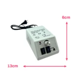 Controlador de pulidora de uñas Mercedes 2000 blanco con perilla de velocidad, interruptor de encendido, selector de polaridad y medidas 13x6cm.