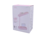 Lámpara de escritorio LED rosa Longda, diseño moderno, táctil, 3 niveles de brillo, con base para lápices.