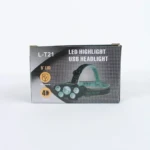 Linterna minera L-T21 con 5 LED, carga USB, frontal de 4 modos de luz.