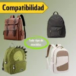 Compatibilidad del forro impermeable con mochilas marrón cuero, negra casual, verde infantil dinosaurio y blanca beige ejecutiva.