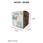 Caja empaque Lámpara Infantil Mu3552 azul con forma de tragamonedas, dimensiones 9x9x9 cm, peso 179 gramos.