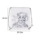 Mochila de tela blanca para colorear con diseño de sirena y tortugas marinas, 35x27 cm.