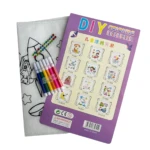 Mochila mágica para colorear con marcadores, gemas y diseño de cohete. Kit DIY infantil.