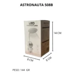 Lámpara LED astronauta decorativa, caja con medidas 14x8x8 cm, peso 144g.