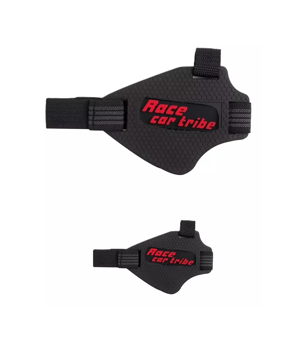 Set x2 protectores negros para zapato de moto con logo "Race car tribe" en rojo.