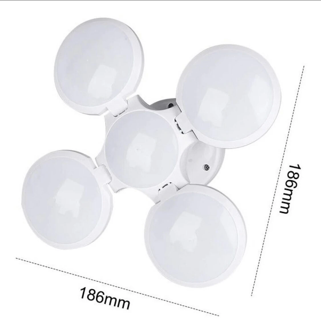 Bombilla LED solar expandible con 5 paneles, plegable y ajustable.