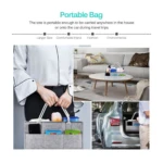 Organizador de pañales portátil de fieltro gris con múltiples compartimentos, ideal para casa o auto.
