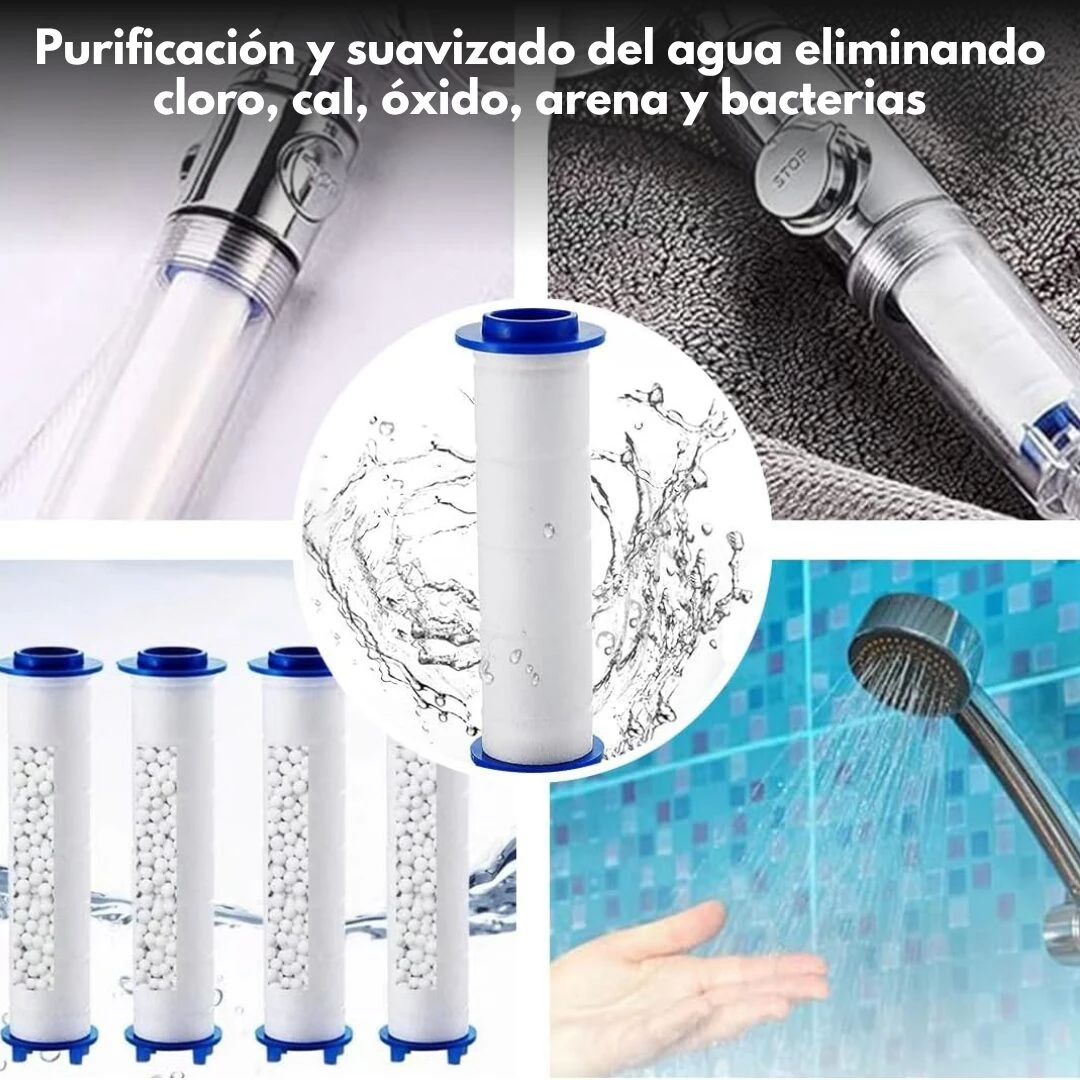 Filtros para ducha anti cal y purificación de agua, set de 3 piezas, elimina cloro, óxido y arena.