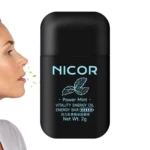 Inhalador nasal NICOR Power Mint con aceite revitalizante, energía y aroma a menta para una mejor respiración.