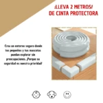 Rollo de cinta protectora gris para bordes de mesa, ideal para la seguridad de bebés y mascotas.