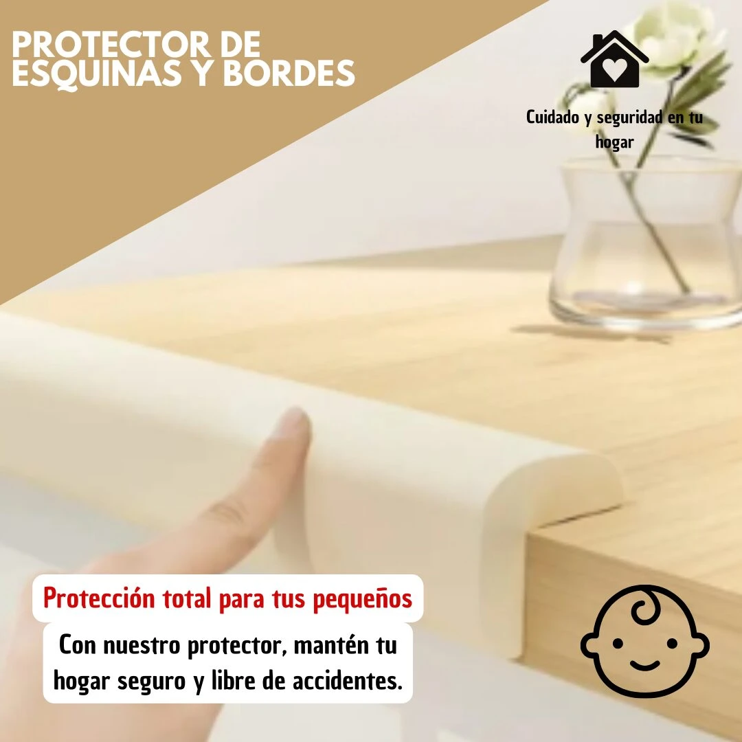 Protector de esquinas y bordes de mesa en color beige, ideal para proteger a niños de accidentes.