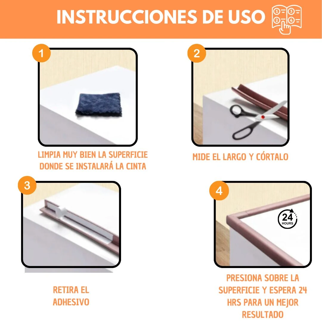 Protector antigolpes para borde de mesa, rollo de 2m, ideal para seguridad.