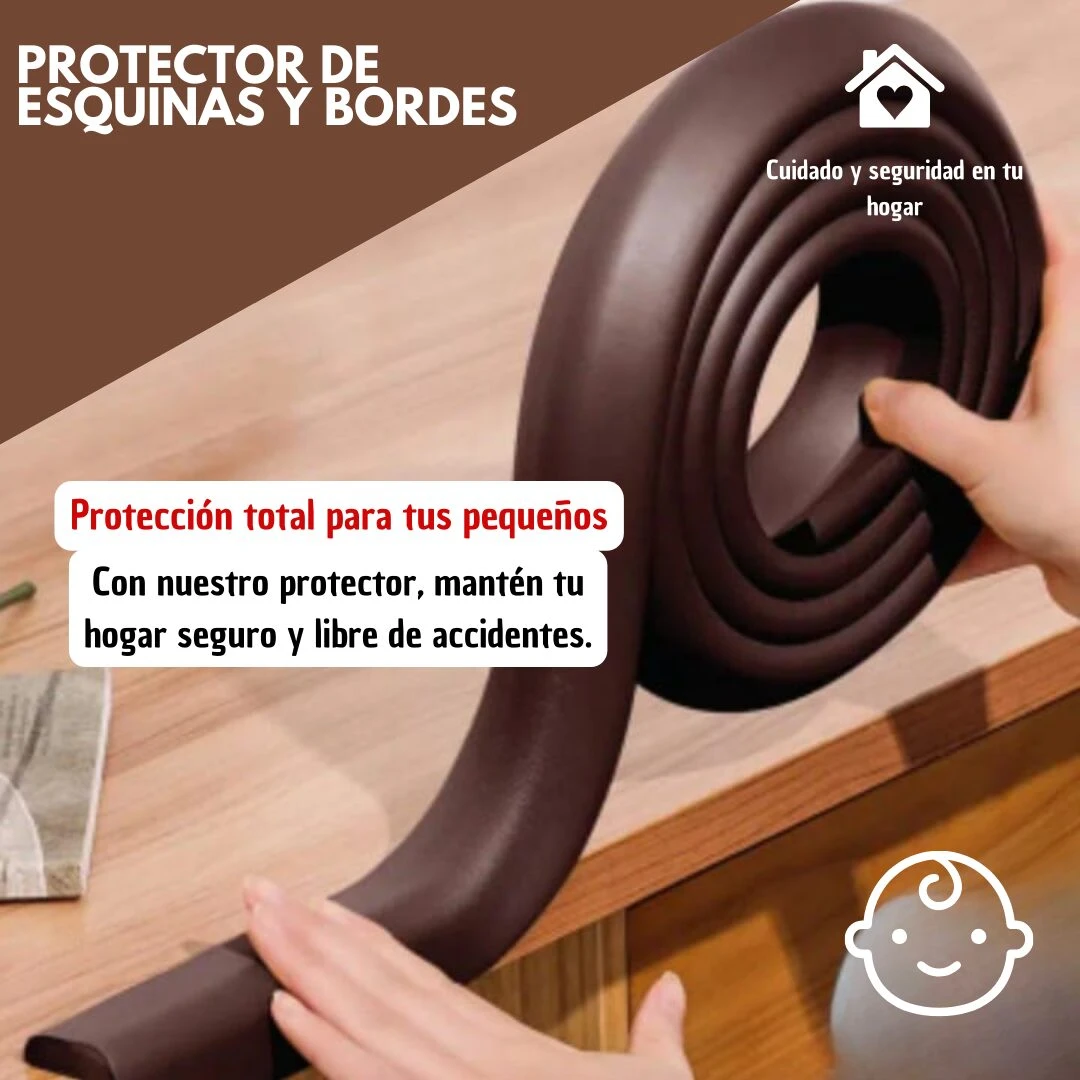 Protector de esquinas y bordes marrón en rollo, para proteger el hogar de accidentes.