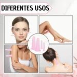 Ventosas rosadas para masaje facial, corporal y cuello. Diferentes usos.