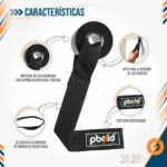 Anclaje para bandas de resistencia con espuma negra de alta densidad, costuras reforzadas y etiqueta pbold, apto para la mayoría de puertas.