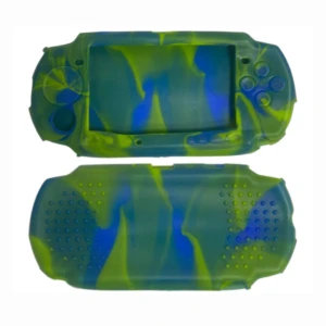 Set x2 fundas protectoras de silicona para PSP 2000/3000, diseño camuflaje azul y verde.